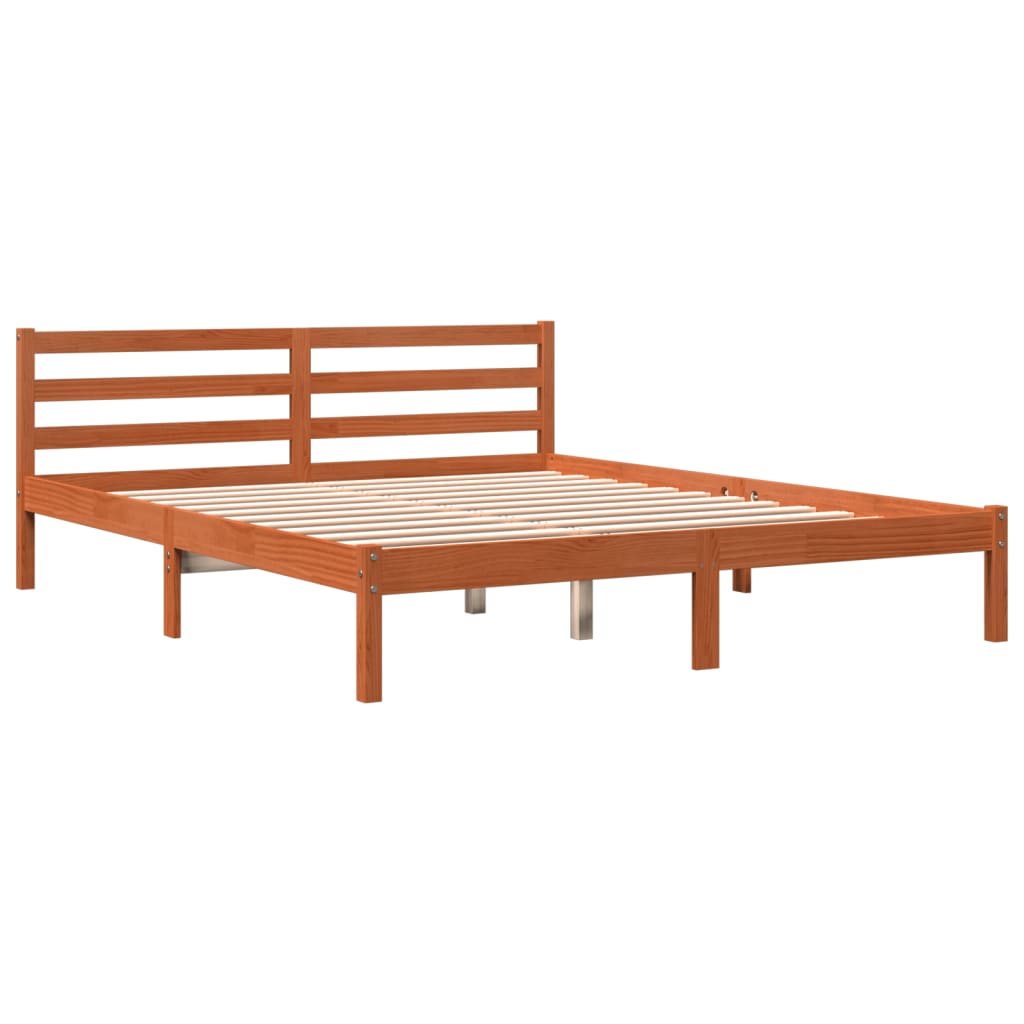 Letto senza Materasso Marrone Cera 200x200 cm in Legno di Pino