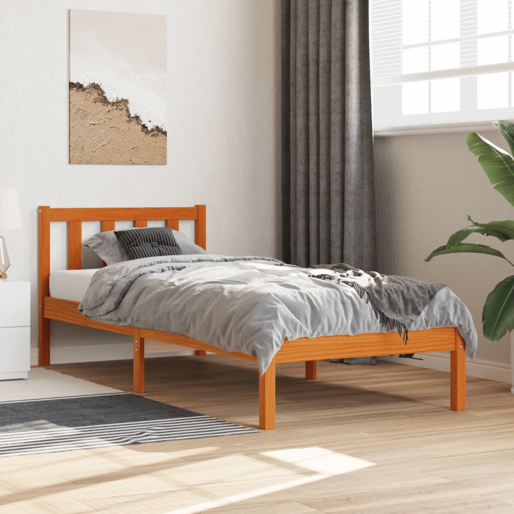 Letto senza Materasso Marrone Cera 75x190 cm in Legno di Pino