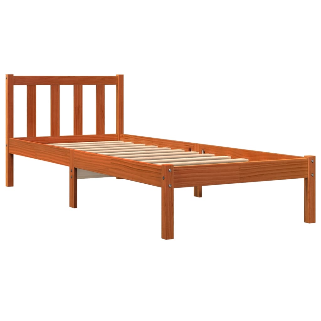 Letto senza Materasso Marrone Cera 90x190 cm in Legno di Pino