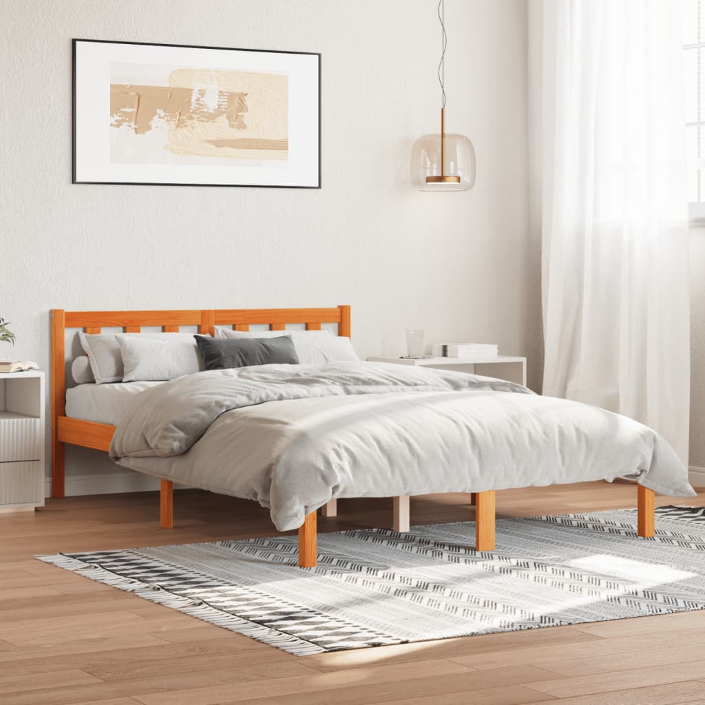 Giroletto senza Materasso Marrone Cera 140x200cm Massello Pino