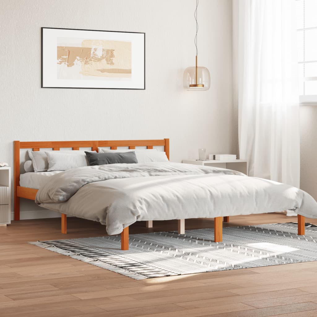 Giroletto senza Materasso Marrone Cera 150x200 cm Legno di Pino