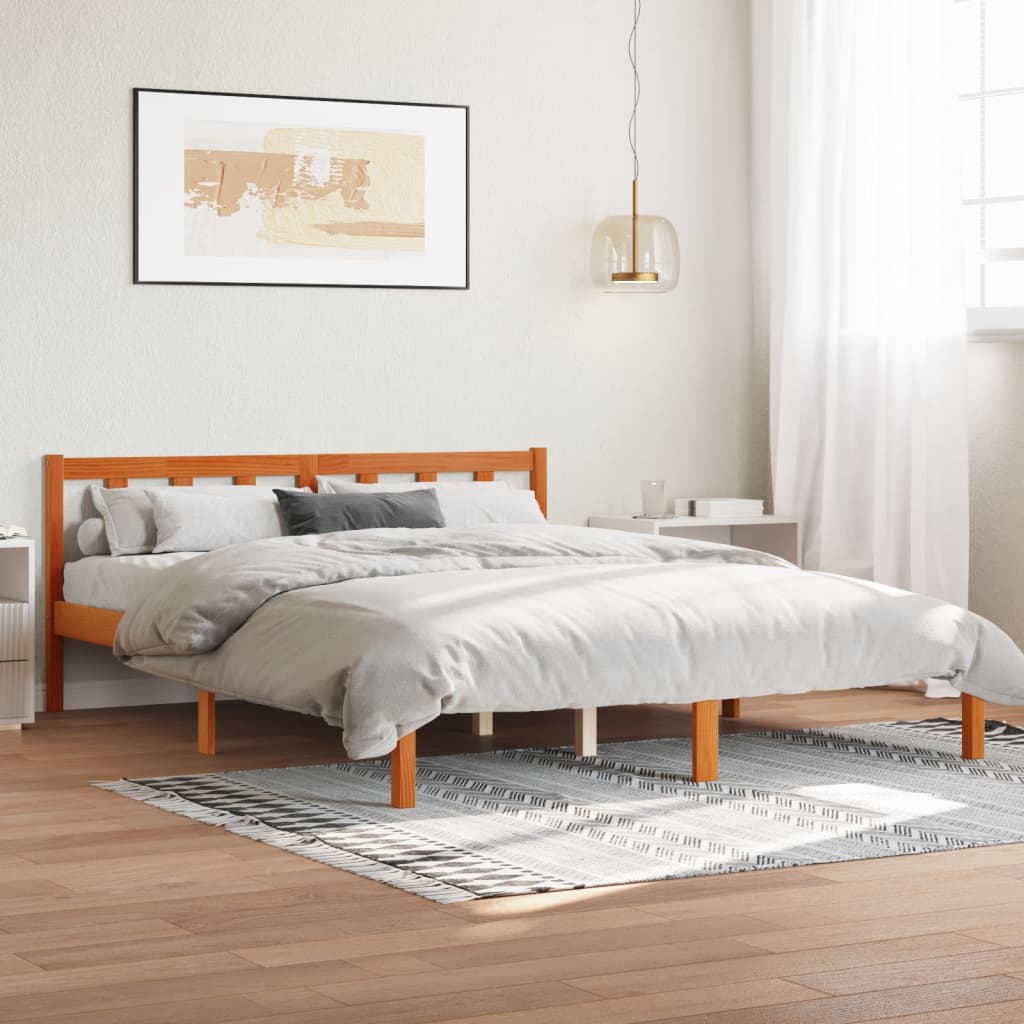 Giroletto senza Materasso Marrone Cera 160x200 cm Legno di Pino