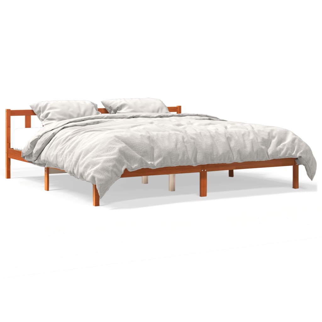 Giroletto senza Materasso Marrone Cera 180x200 cm Legno di Pino
