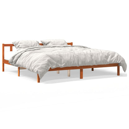 Giroletto senza Materasso Marrone Cera 200x200 cm Legno di Pino