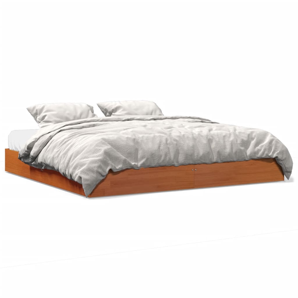 Giroletto senza Materasso Marrone Cera 180x200 cm Legno di Pino