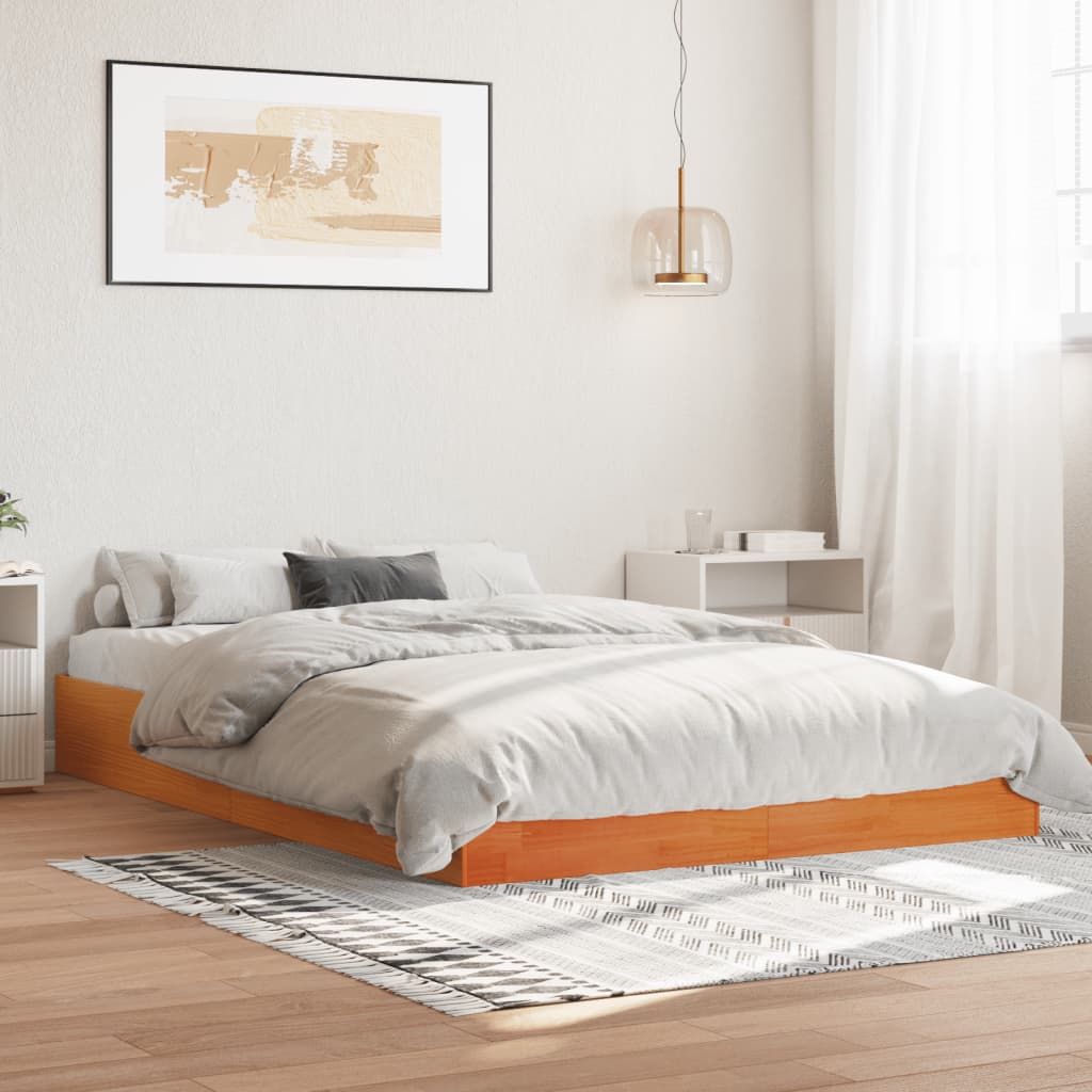 Giroletto senza Materasso Marrone Cera 160x200 cm Legno di Pino