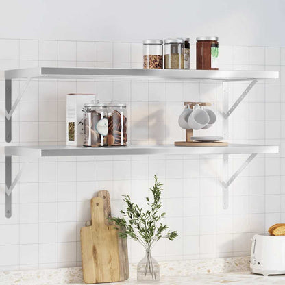 Mensole a Muro 2 pz 100x40x3 cm Argento in Acciaio Inossidabile