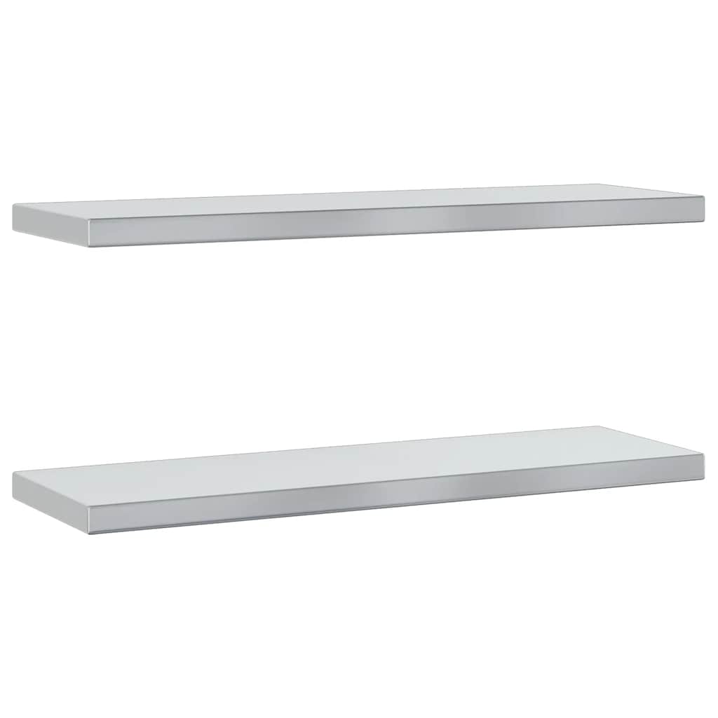 Mensole a Muro 2 pz 75x23,5x3cm Argento in Acciaio Inossidabile