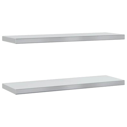 Mensole a Muro 2 pz 75x23,5x3cm Argento in Acciaio Inossidabile