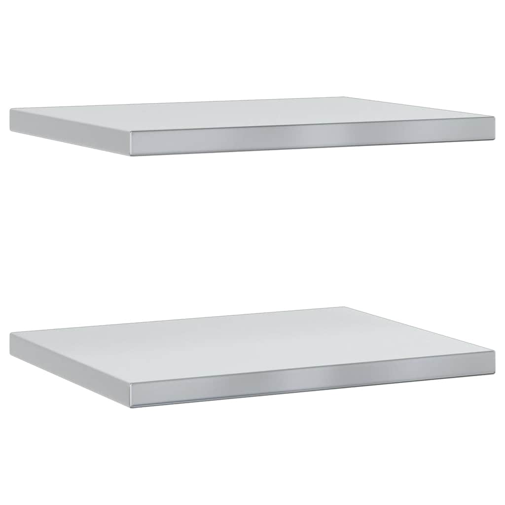 Mensole a Muro 2 pz 50x40x3 cm Argento in Acciaio Inossidabile