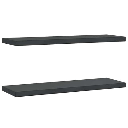 Mensole a Muro 2 pz 75x23,5x3 cm Nero in Acciaio Inossidabile