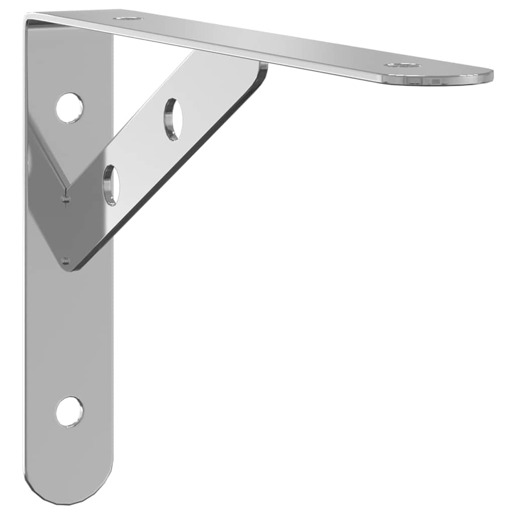 Staffe per Mensola 4 pz 20x2,5x14 cm in Acciaio Inox Argento