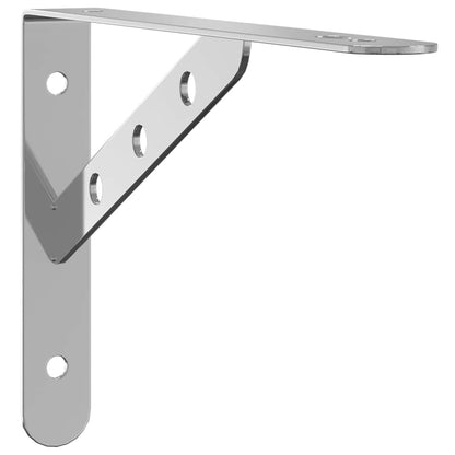Staffe per Mensola 4 pz 23,5x2,5x15,5cm in Acciaio Inox Argento