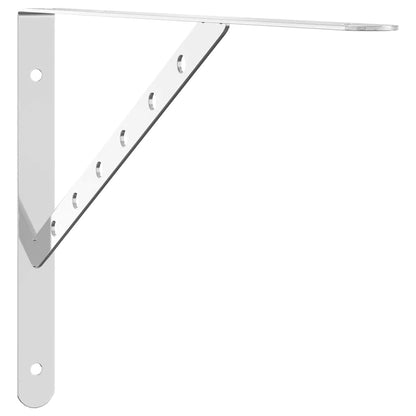 Staffe per Mensola 4 pz 40x2,5x25 cm in Acciaio Inox Argento