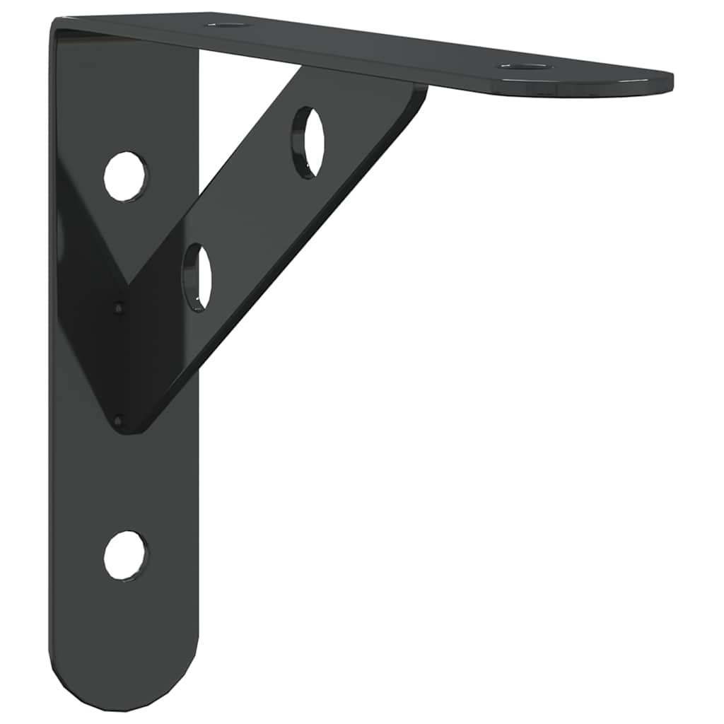Staffe per Mensola 4 pz 15x2,5x11,5 cm in Acciaio Inox Nero