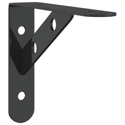 Staffe per Mensola 4 pz 15x2,5x11,5 cm in Acciaio Inox Nero
