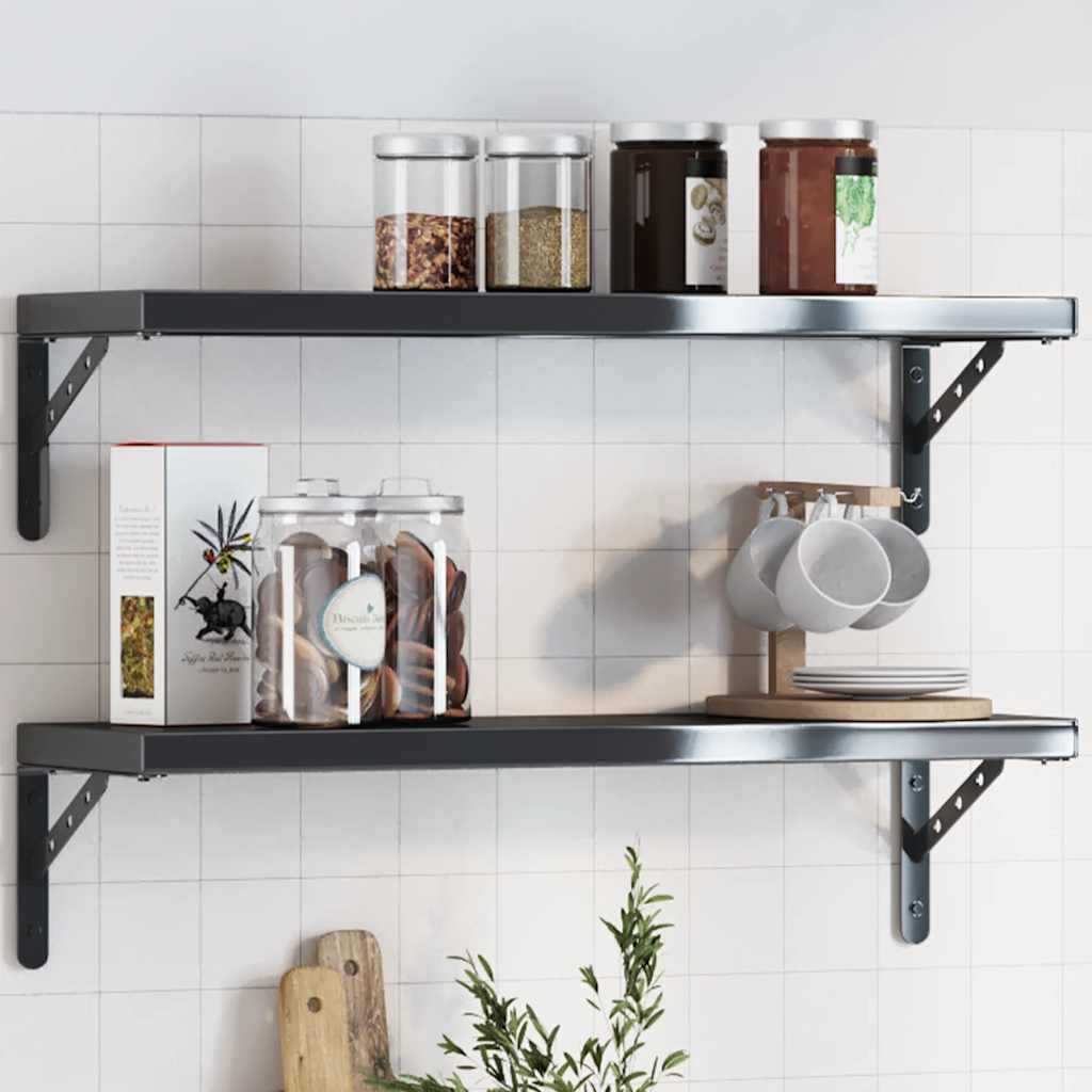 Staffe per Mensola 4 pz 23,5x2,5x15,5 cm in Acciaio Inox Nero