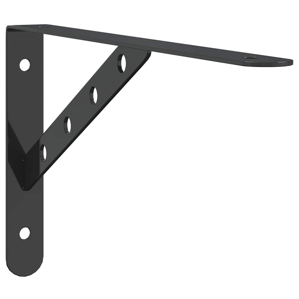 Staffe per Mensola 4 pz 30x2,5x15,5 cm in Acciaio Inox Nero