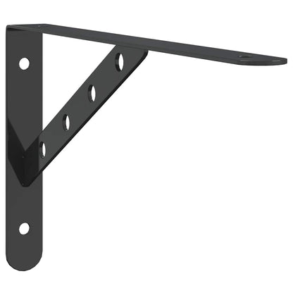Staffe per Mensola 4 pz 30x2,5x15,5 cm in Acciaio Inox Nero
