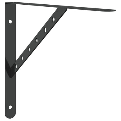 Staffe per Mensola 4 pz 40x2,5x25 cm in Acciaio Inox Nero