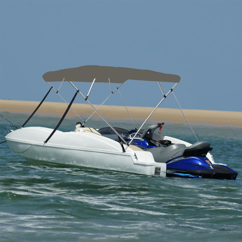 Bimini di Prua con Tendalino 4 Archi Grigio 243x180x137 cm