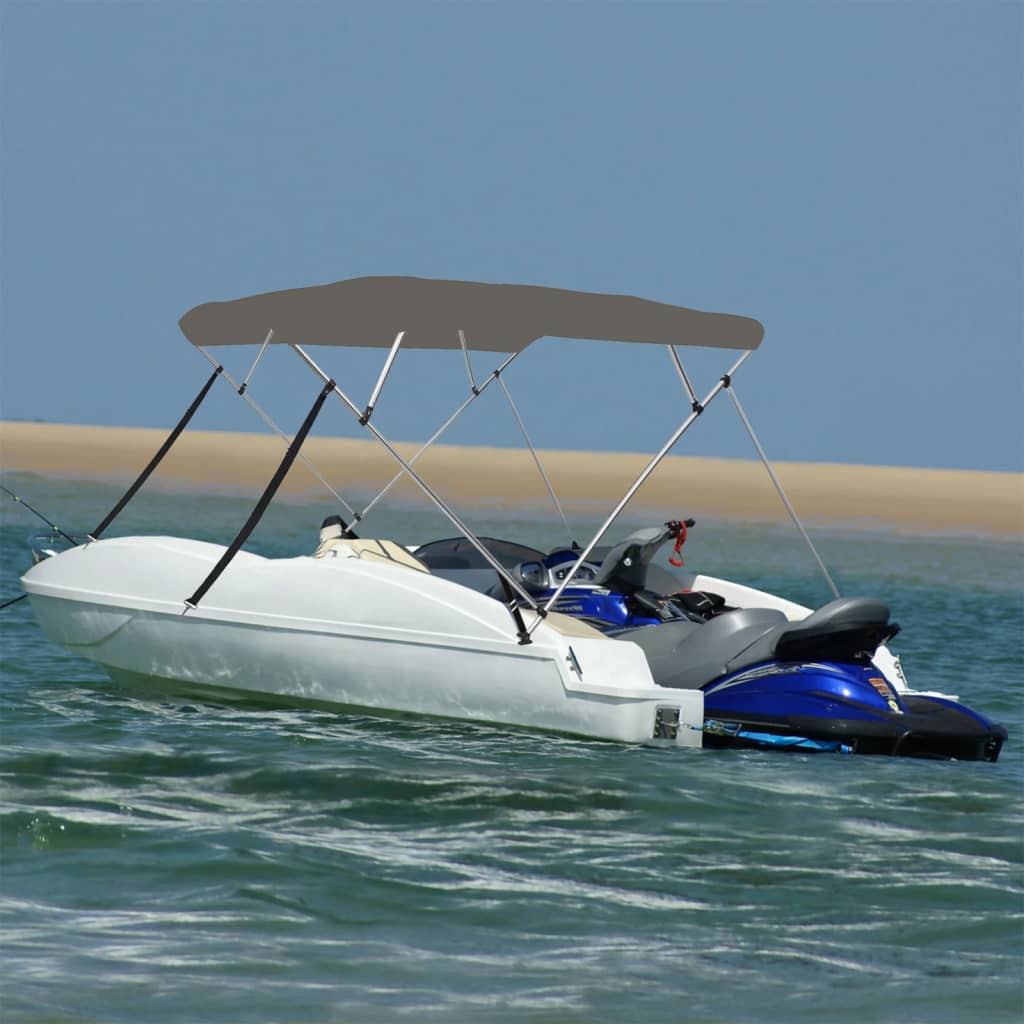 Bimini di Prua con Tendalino 4 Archi Grigio 243x210x137 cm