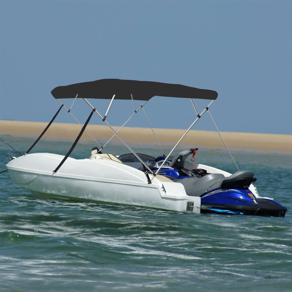 Bimini di Prua con Tendalino 4 Archi Nero 243x210x137 cm