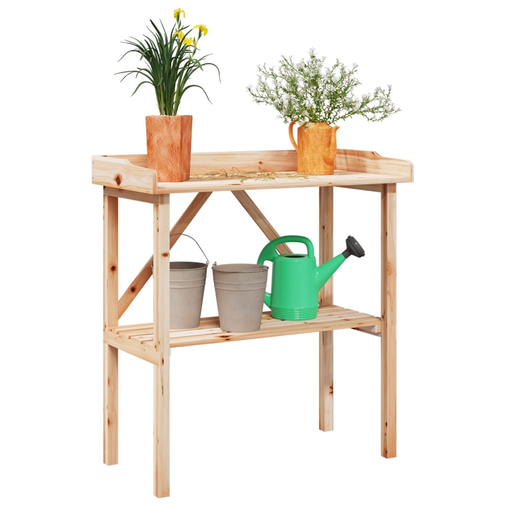 Tavolo Piante con Ripiano 78x38x,82,5cm Legno Massello di Abete