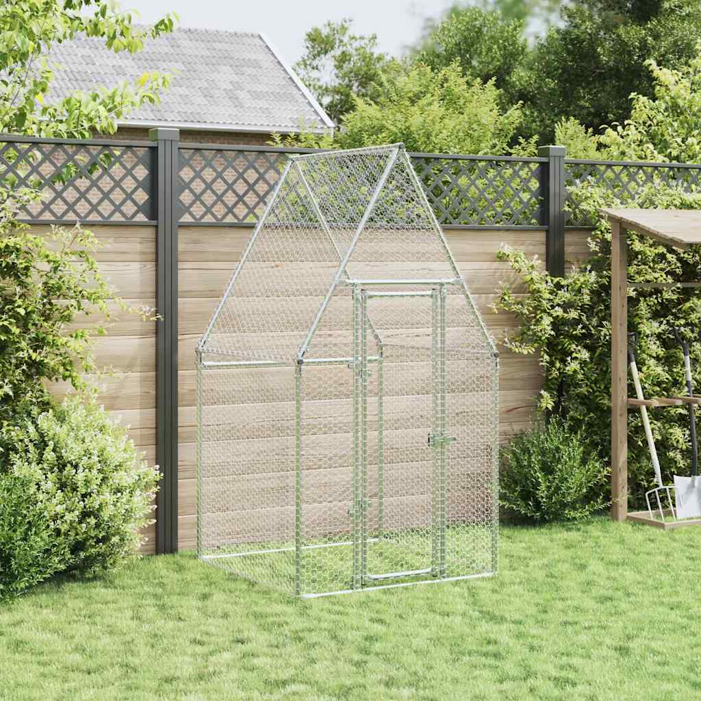 Gabbia per Polli Argento 100x100x190 cm in Acciaio Zincato