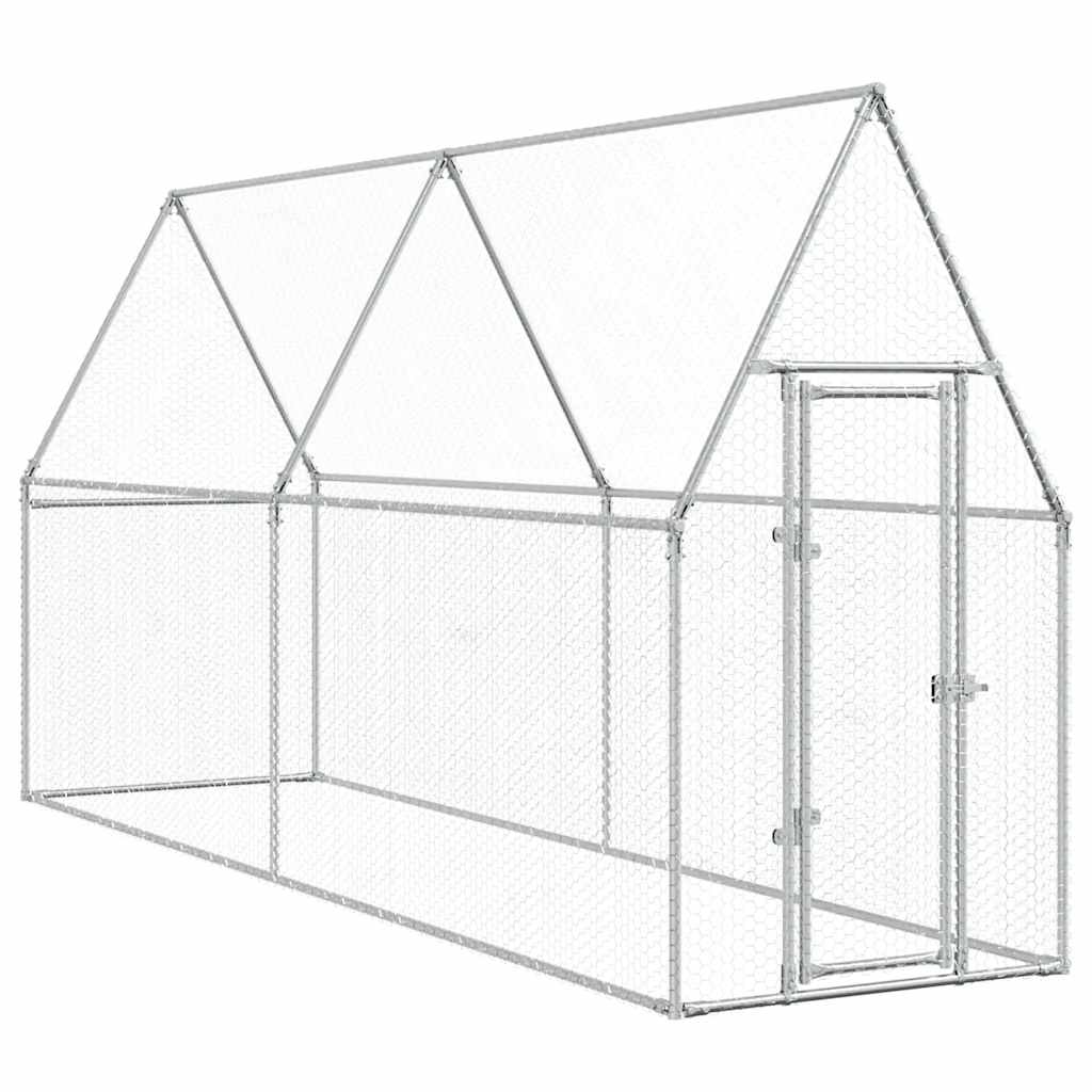 Gabbia per Polli Argento 400x100x190 cm in Acciaio Zincato