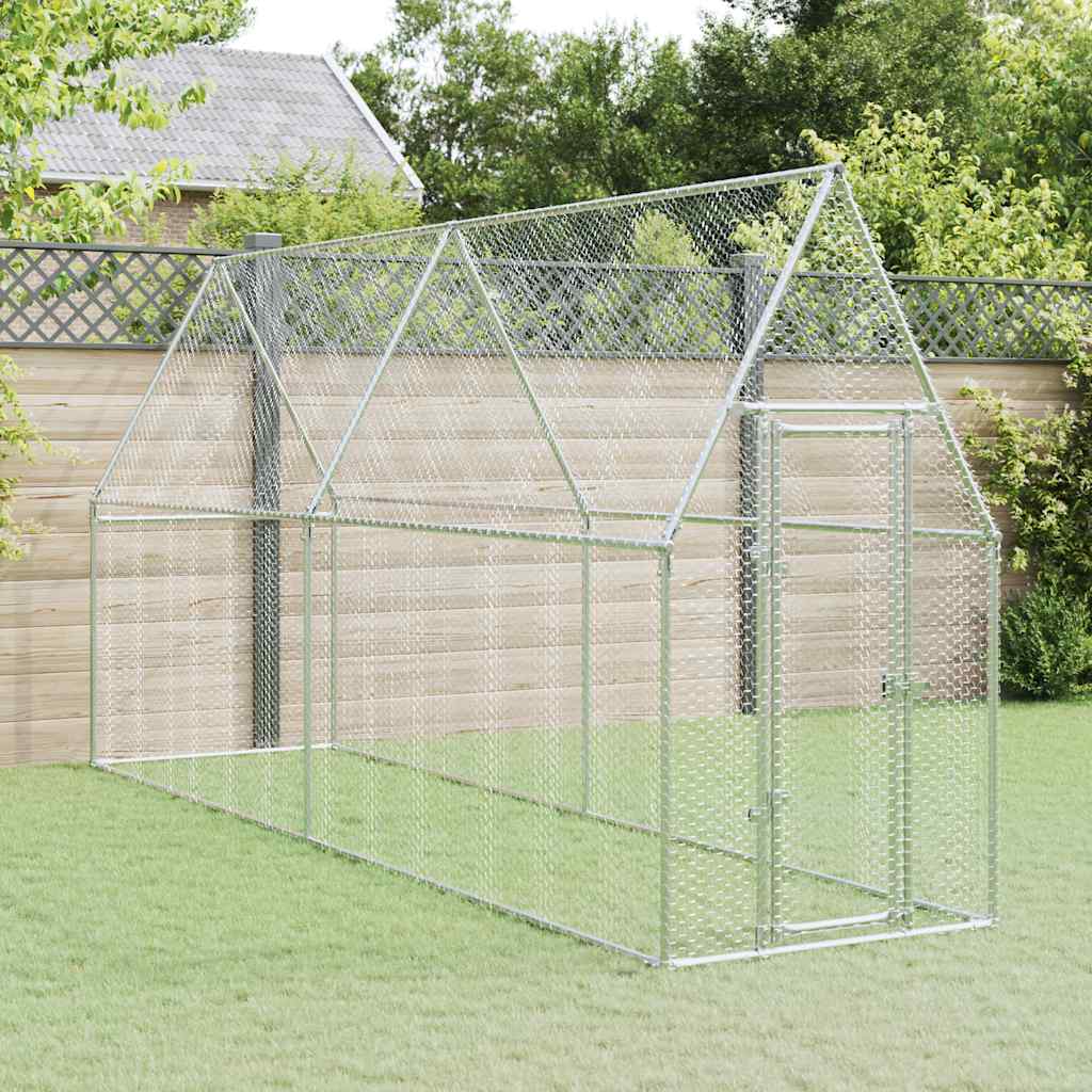 Gabbia per Polli Argento 400x100x190 cm in Acciaio Zincato