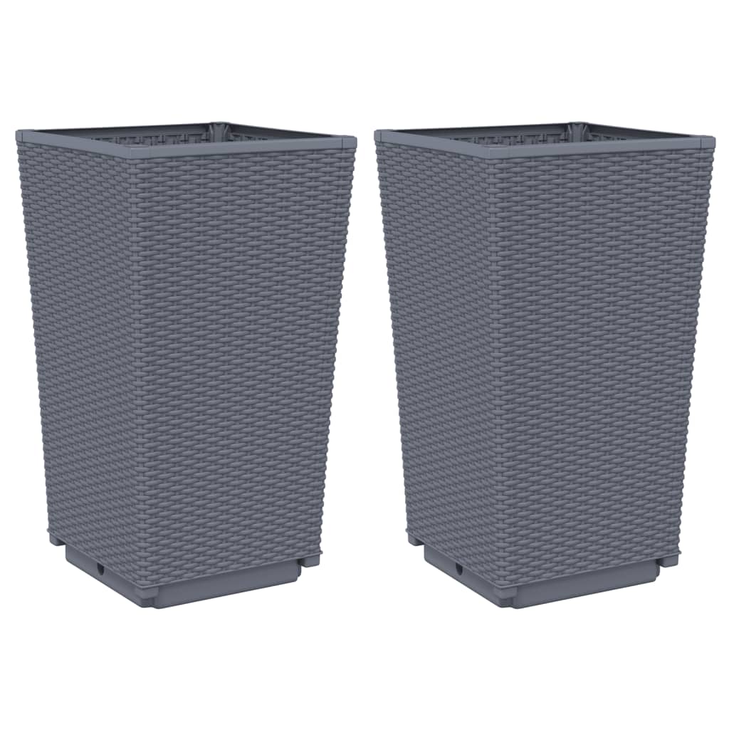 Fioriere da Giardino 2 pz Grigie 32,5x32,5x57 cm in PP