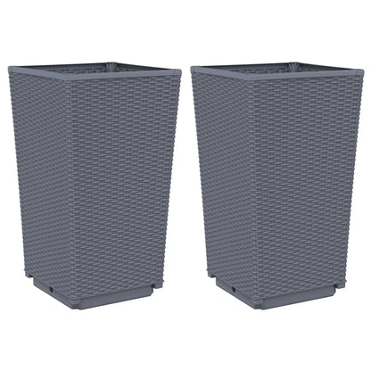Fioriere da Giardino 2 pz Grigie 32,5x32,5x57 cm in PP