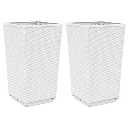 Fioriere da Giardino 2 pz Bianche 32,5x32,5x57 cm in PP