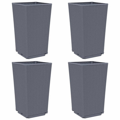 Fioriere da Giardino 4 pz Grigio Blu 32,5x32,5x57 cm in PP