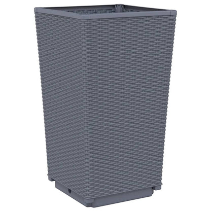 Fioriere da Giardino 4 pz Grigio Blu 32,5x32,5x57 cm in PP