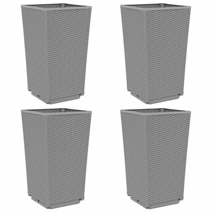 Fioriere da Giardino 4 pz Grigio Chiaro 32,5x32,5x57 cm in PP
