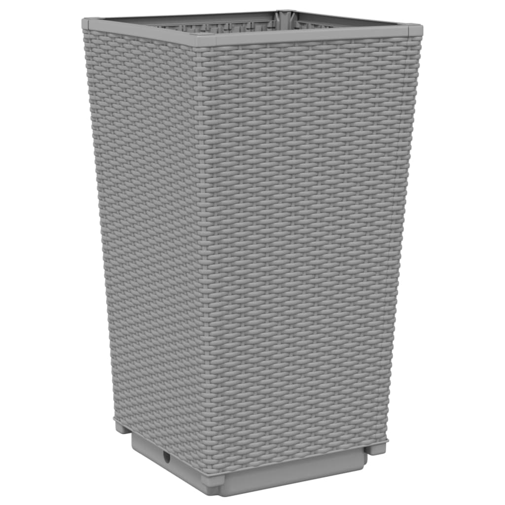 Fioriere da Giardino 4 pz Grigio Chiaro 32,5x32,5x57 cm in PP