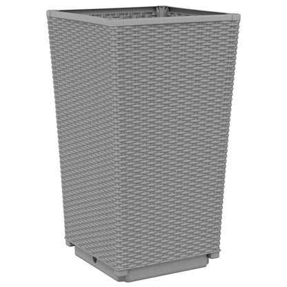Fioriere da Giardino 4 pz Grigio Chiaro 32,5x32,5x57 cm in PP