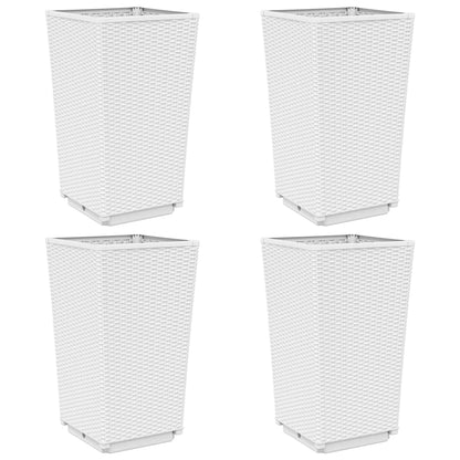 Fioriere da Giardino 4 pz Bianche 32,5x32,5x57 cm in PP