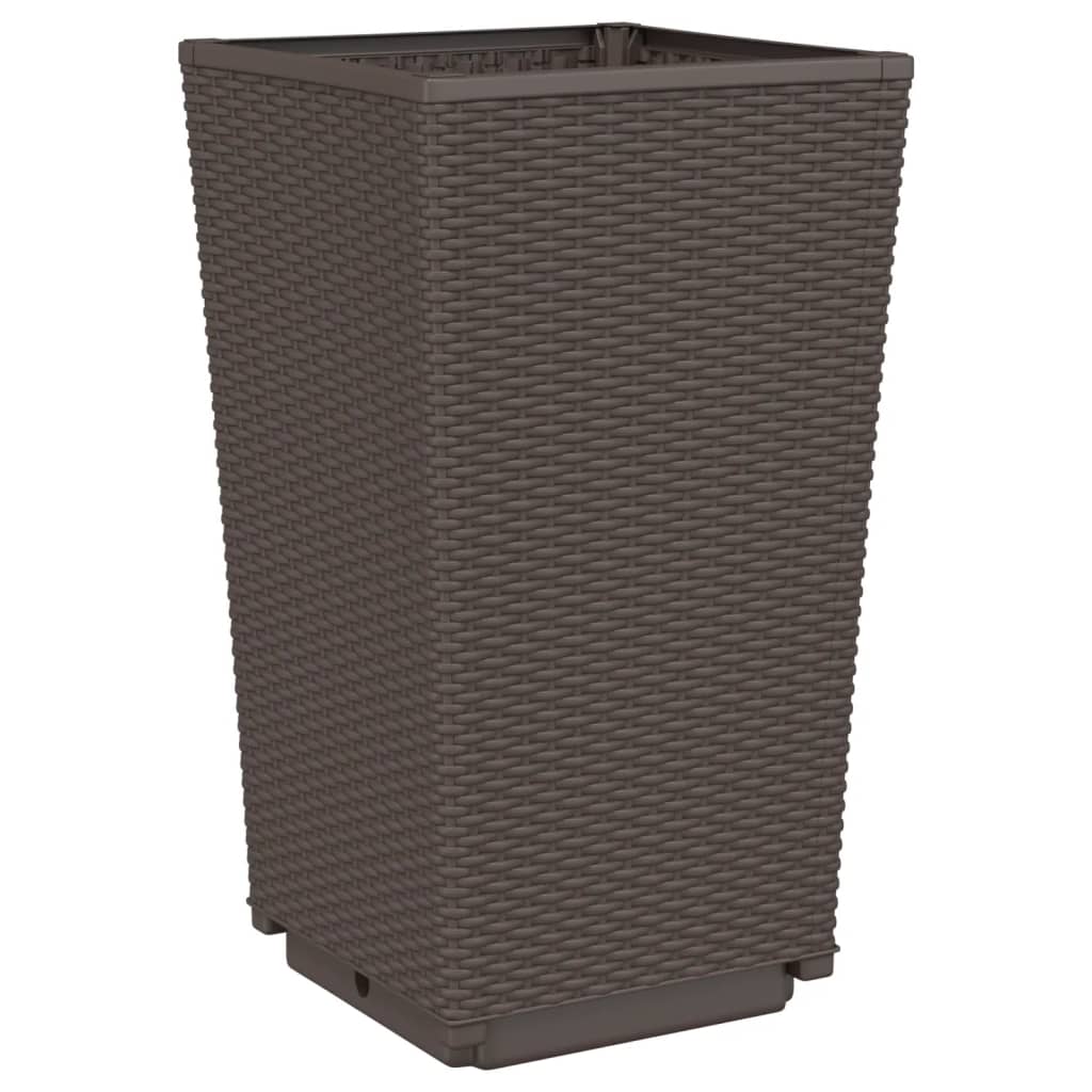 Fioriere da Giardino 4 pz Marrone 32,5x32,5x57 cm in PP