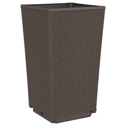 Fioriere da Giardino 4 pz Marrone 32,5x32,5x57 cm in PP