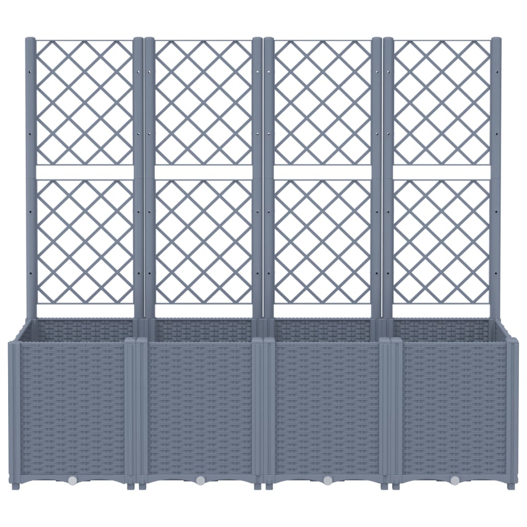Fioriera Giardino con Traliccio Grigio Blu 160x40x140 cm PP