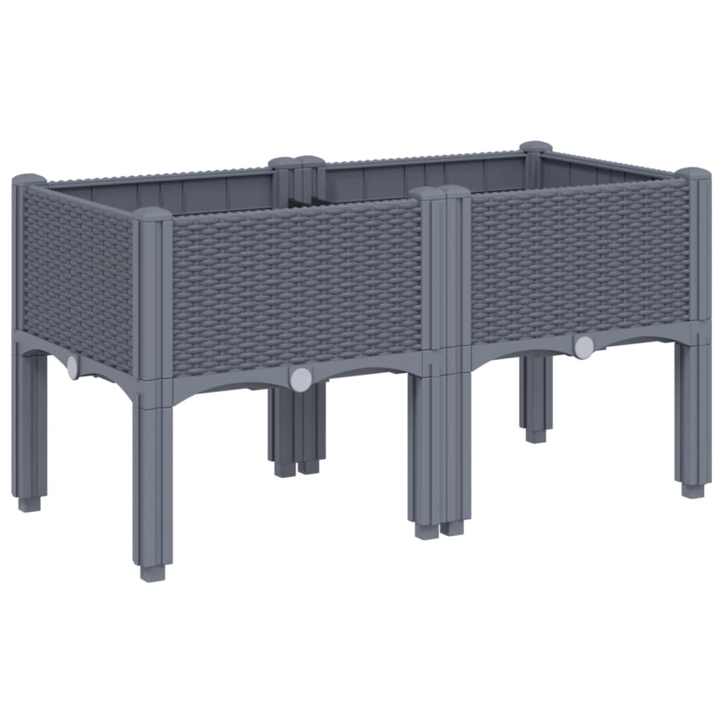 Fioriera da Giardino con Gambe Grigio Blu 80x40x42 cm in PP