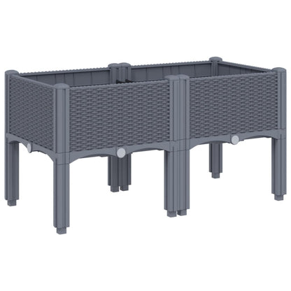 Fioriera da Giardino con Gambe Grigio Blu 80x40x42 cm in PP