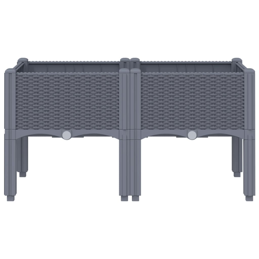 Fioriera da Giardino con Gambe Grigio Blu 80x40x42 cm in PP