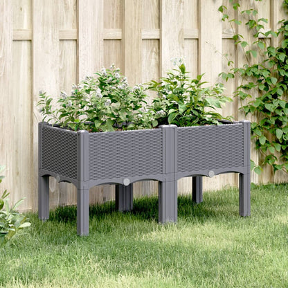 Fioriera da Giardino con Gambe Grigio Blu 80x40x42 cm in PP