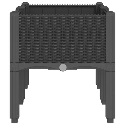 Fioriera da Giardino con Gambe Nera 80x40x42 cm in PP