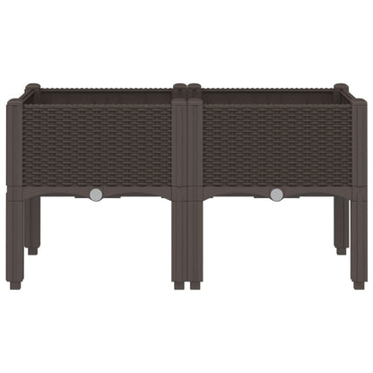 Fioriera da Giardino con Gambe Marrone 80x40x42 cm in PP