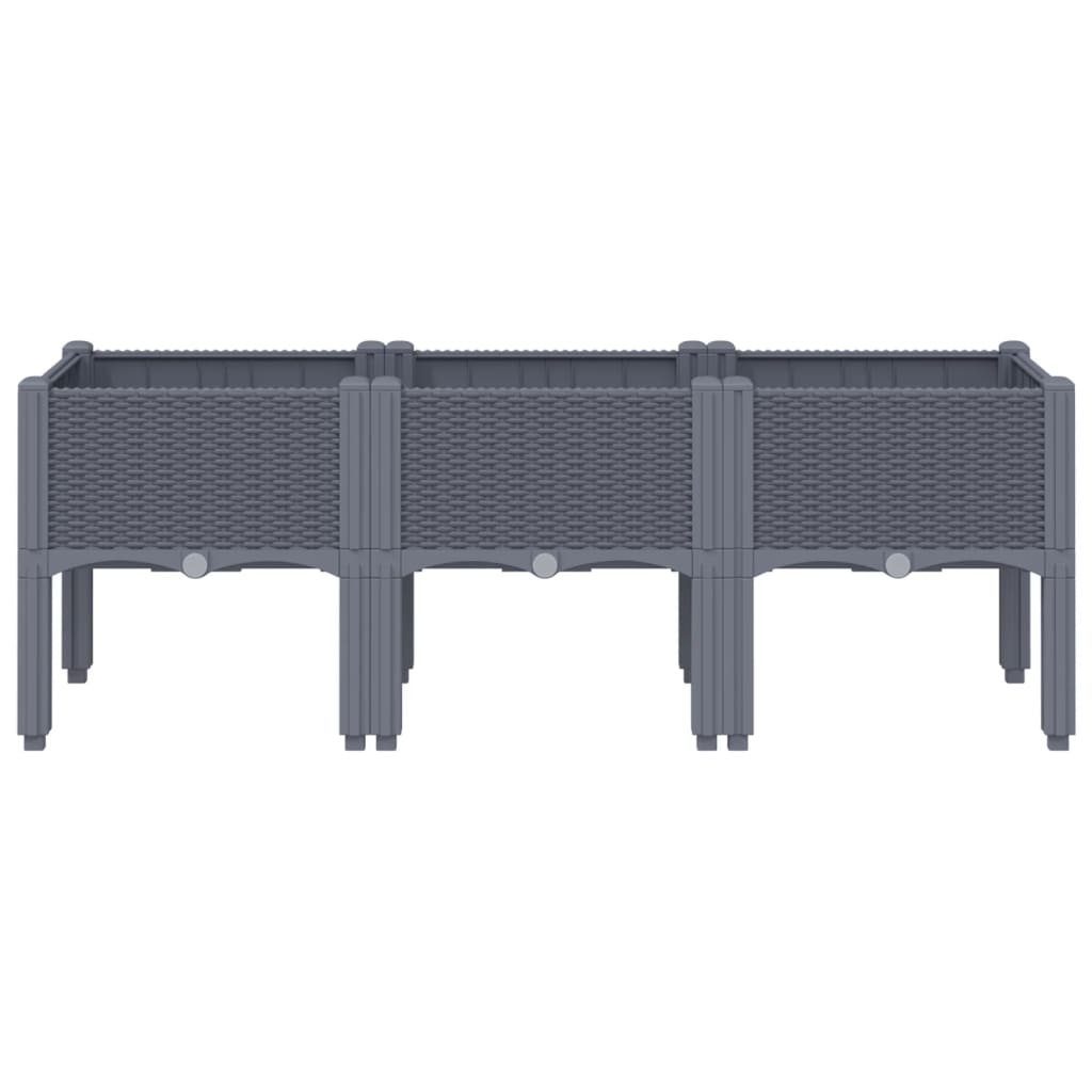 Fioriera da Giardino con Gambe Grigio Blu 120x40x42 cm in PP